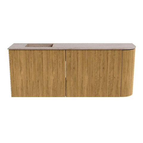 Mondiaz JOYA-DLUX Meuble de salle de bains 101,6cm - arrondi droit couleur Chêne - Vasque FAYE position Gauche Sans trou de robinet couleur Saba SW1424204