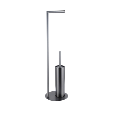 Fortifura Calvi vrijstaande toiletrolhouder - met toiletborstel - met handoekhaak - PVD - geborsteld gunmetal (antraciet) SW1390021