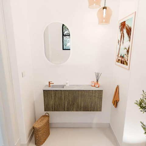 Mondiaz JOYA-DLUX 100cm toiletmeubel - kleur Dusk - Wastafel FAYE positie Links 1 kraangat kleur Glace. SW1423160