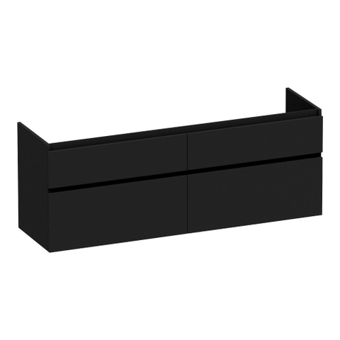 BRAUER Delight meuble sous-lavabo - 160x46x60cm - 4 tiroirs softclose - sans poignées - 2 découpes pour siphon - noir mat SW1199354