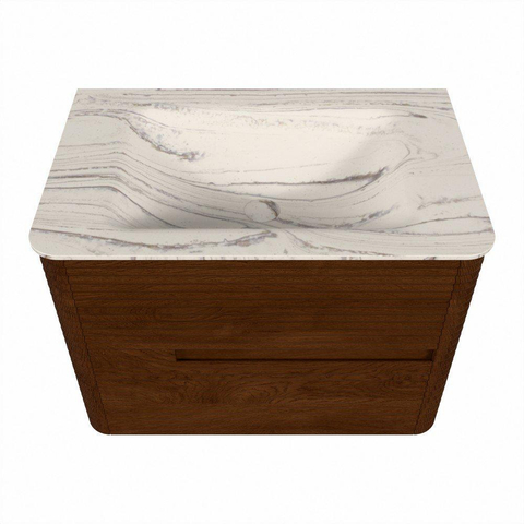 Mondiaz CIRO-DLUX Badkamermeubelset - 70x45x50cm - Solid surface wastafel Nata - 1 wasbak Midden - zonder kraangaten - 2 lades - Ruby SW1531799