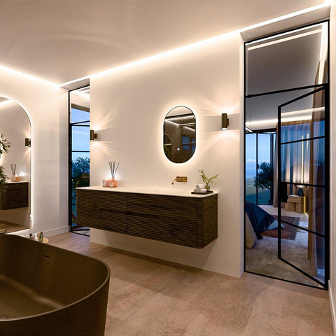 Mondiaz CIRO-DLUX Ensemble de meubles de salle de bains - 190x45x50cm - vasque en solid surface Opalo - 1 lavabo à droite - sans trous de robinet - 4 tiroirs - Shadow SW1532445