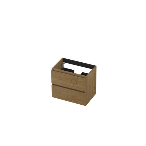 Ink fineer meuble sous lavabo 60x52x40cm 2 tiroirs sans poignée cadre tournant en bois naturel SW439211