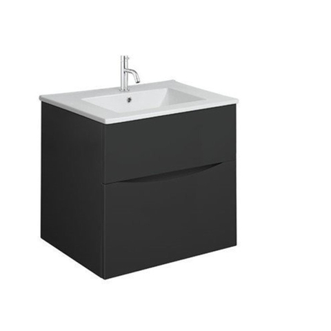 Crosswater Glide II Wastafelonderkast - 50x45x52cm - 2 lades - greeploos - mat zwart SW670239