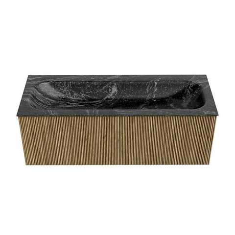 Mondiaz KURVE-DLUX Ensemble de meubles de salle de bains - 120x46x40cm - 1 tiroir - lavabo solid surface - milieu - 1 trou de robinet - Dusk SW1415276