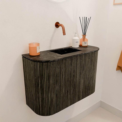 Mondiaz JOYA-DLUX 63.2cm toiletmeubel - ronding links en rechts kleur Shadow - Wastafel FAYE positie Midden Zonder kraangat kleur Lava. SW1422872