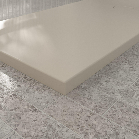 Villeroy & Boch Ecora douchebak - 160x80x4.5cm - afvoer korte zijde - almond (beige) SW1558989