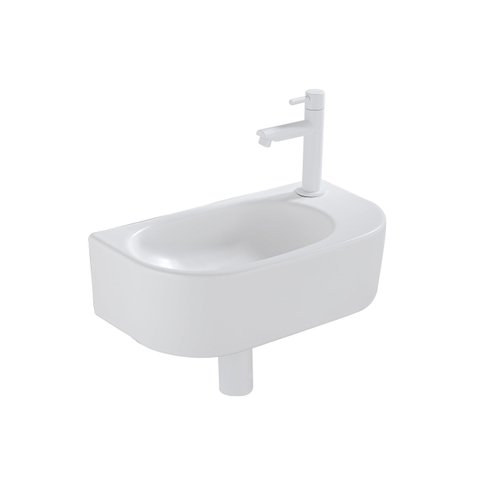 QeramiQ Fuente pack lave-mains – demi-rond – 40 x 21,5 x 12 cm – perçage à droite – robinet blanc mat SW1419344