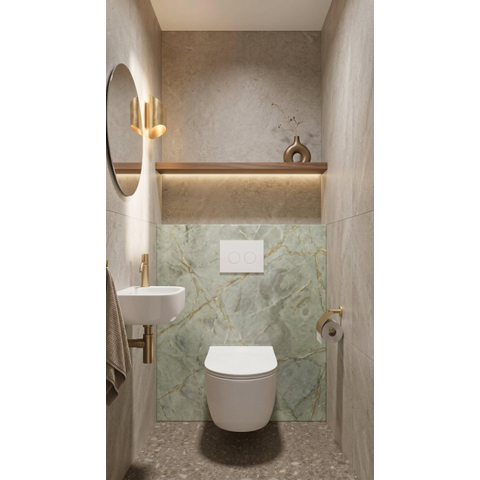 QeramiQ Dely Toiletset - Geberit UP720 inbouwreservoir - witte bedieningsplaat - softclose toilet zitting 35 mm - glans wit SW1428176