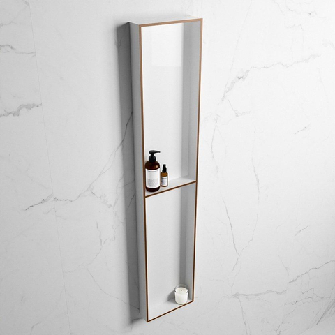 Mondiaz Easy nis 29.5x89.5x8cm voor Inbouw/opbouw 2 open vakken Solid surface Talc/Rust SW643816