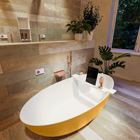 MONDIAZ FLOAT baignoire autoportante 170x80cm couleur Ocher baignoire intérieure talc SW491506