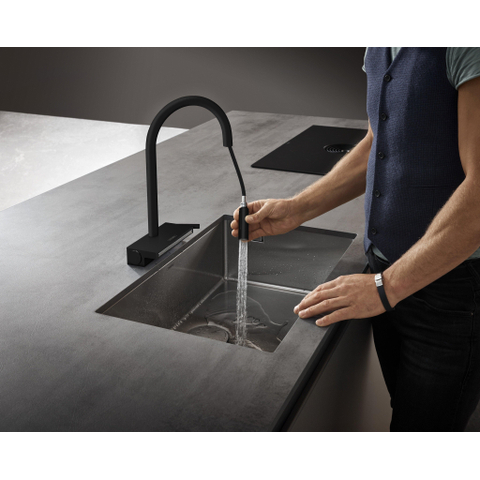 Hansgrohe Aquno Select M81 - 1 greeps keukenkraan - 170 uittrekbare vuistdouche - 3jet - mat zwart SW971378