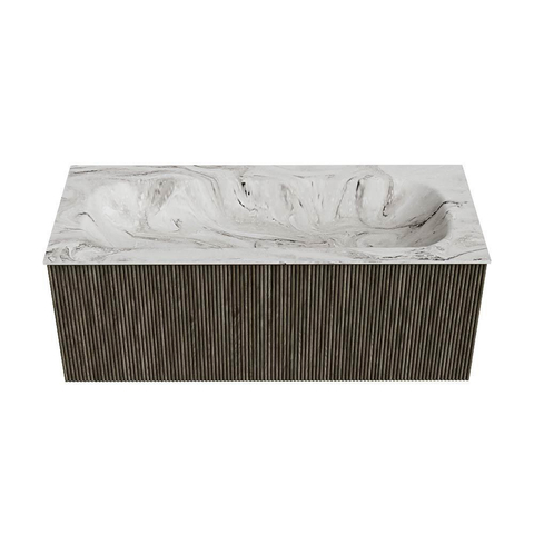 Mondiaz KURVE-DLUX Badkamermeubelset - 110x46x40cm - 1 lade - wastafel solid surface - midden - zonder kraangat - Shadow SW1414571