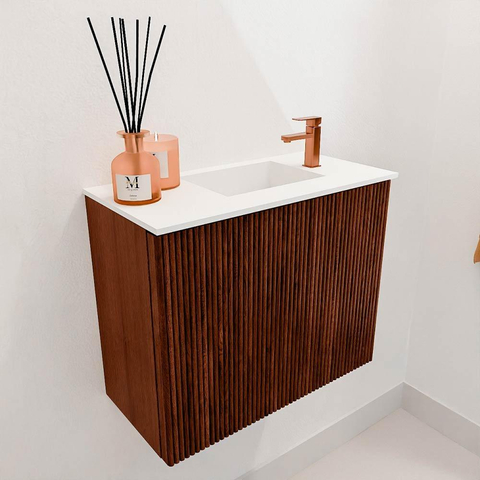 Mondiaz JOYA 50cm meuble de toilette - couleur Ruby - Vasque FAYE position Droite 1 trou de robinet couleur Talc. SW1421712