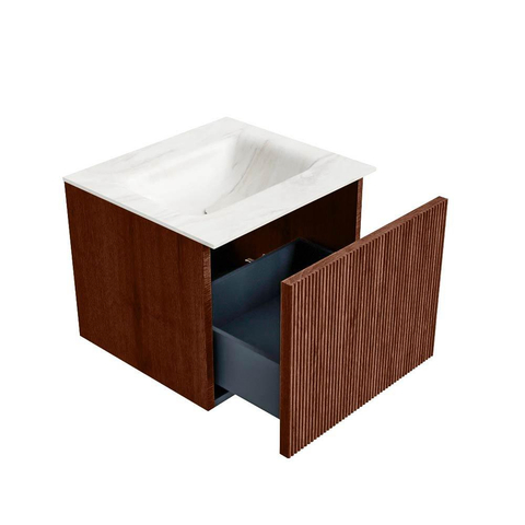 Mondiaz KURVE-DLUX Badkamermeubelset - 50x46x40cm - 1 lade - wastafel solid surface - midden - 1 kraangat - Ruby SW1415906