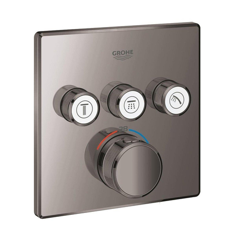Grohe Rainshower Smartactive ensemble de douche avec douche de tête montée au plafond - flexible de douche - support mural - douchette à main - boîte à encastrer Hard Graphite SW762046