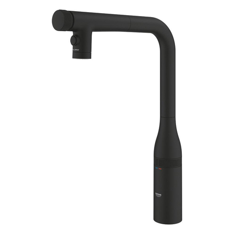 Grohe Essence SmartControl 1-gats Keukenkraan - uittrekbare uitloop - 2 straalsoorten - voorsprong 20.1cm - phantom black (zwart) SW901526