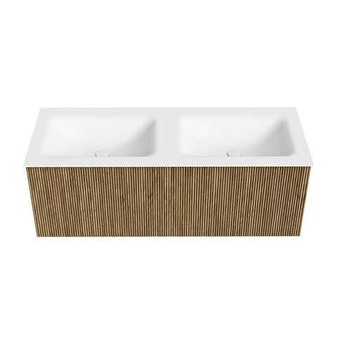 Mondiaz KURVE Badkamermeubelset - 120x46x40cm - 1 lade - wastafel solid surface - dubbel - 2 kraangaten - Dusk SW1414816