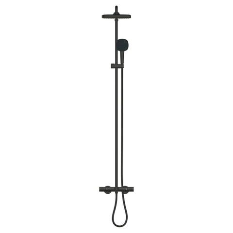 Grohe Vitalio Comfort 250 QuickFix Regendoucheset - 25cm - hoofddouche - vierkante handdouche - 2 straalsoorten - met badthermostaat - matte black (mat zwart) SW1126847