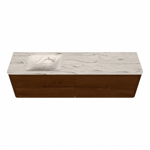 Mondiaz CIRO-DLUX Badkamermeubelset - 180x45x50cm - Solid surface wastafel Nata - 1 wasbak Links - 1 kraangat - 4 lades - Ruby SW1532089