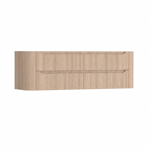 H&R Badmeubelen Juice Meuble sous vasque - 140x45x50cm - coins arrondis - 4 tiroirs - poignée intégrée - chêne Rockford SW1490072