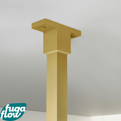 FugaFlow Eccelente Vetro inloopdouche badkamer - 180x200cm - helder glas - plafondarm - geborsteld messing SW1124432