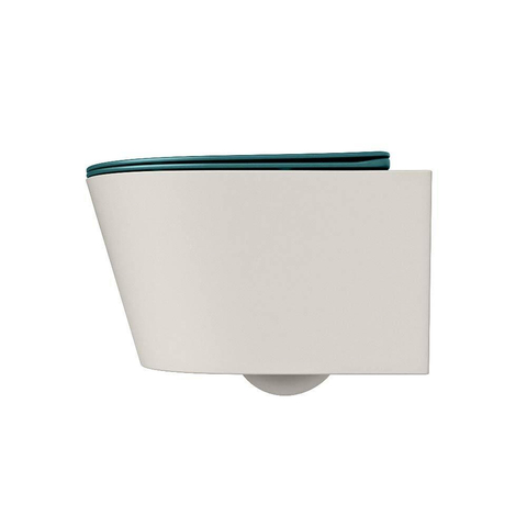 Mondiaz LAVIE hangtoilet – spoelrandloos – 36 x 53 cm – met softclose zitting – Linen (offwhite), zitting Smag (groen) SW1208716