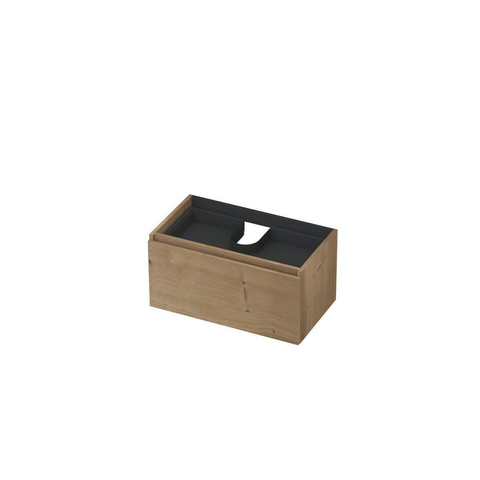 INK Wastafelonderkast - 80x45x40cm - 1 lade - greeploos - met houten keerlijst - MDF - Ash grey SW454550