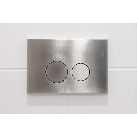 Pack WC QeramiQ Dely Swirl Compact - réservoir encastrable Geberit UP320 - avec bâti-support Burda - abattant slim - plaque de commande en métal inox - boutons ronds - blanc brillant SW1592290