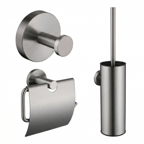 FugaFlow Efficiente Acces Toiletset - toiletrolhouder - handdoekhaak - toiletborstelset - passend bij Grohe brushed hard graphite SW1587522