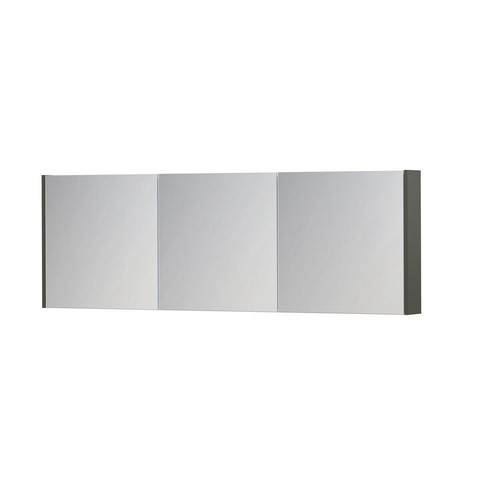 INK SPK1 Spiegelkast - 180x14x60cm - 3 deuren - dubbelzijdige Spiegel - schakelaar en stopcontact - MDF lak Mat beton groen SW493958