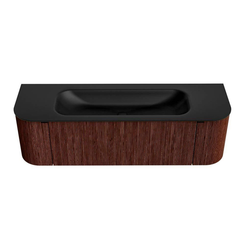 Mondiaz KURVE Ensemble de meubles de salle de bains - 150x46x40cm - 1 tiroir - 2 portes - lavabo solid surface - central - sans trou de robinet - Ruby SW1415431