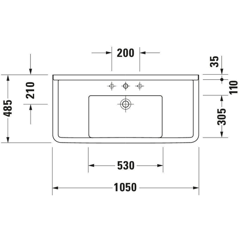 Duravit Starck 3 Wastafel - 105x48.5cm - 1 kraangat overloop - wit 0314048