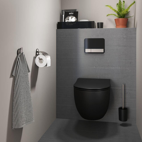 Tiger Tune Porte-rouleau de papier toilette - avec clapet - auto-adhésif - inox brossé/noir SW296123