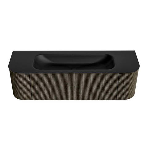 Mondiaz KURVE Badkamermeubelset - 150x46x40cm - 1 lade - 2 deuren - wastafel solid surface - midden - zonder kraangat - Shadow SW1414255