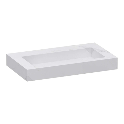 BRAUER Coral wastafel - 80x46x10cm - 1 wasbak - 0 kraangaten - composiet - marmerlook - Calacatta Gold SW1419162