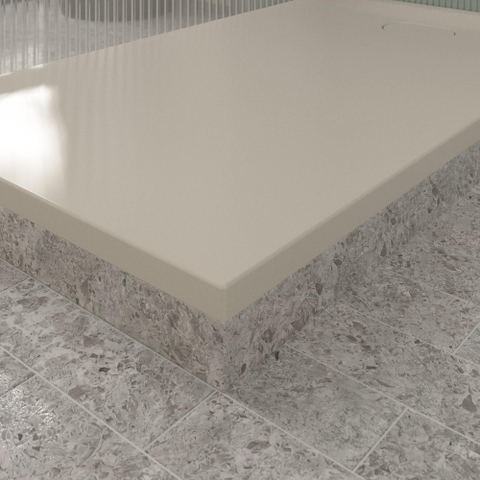 Villeroy & Boch Ecora douchebak - 140x80x3.5cm - afvoer korte zijde - almond (beige) SW1558941