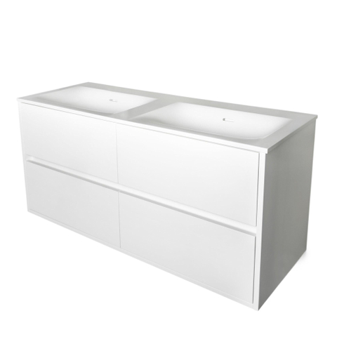Saniclass Nexxt meuble sous lavabo 119x55x45.5cm 4 tiroir softclose blanc mat laqué SW86544