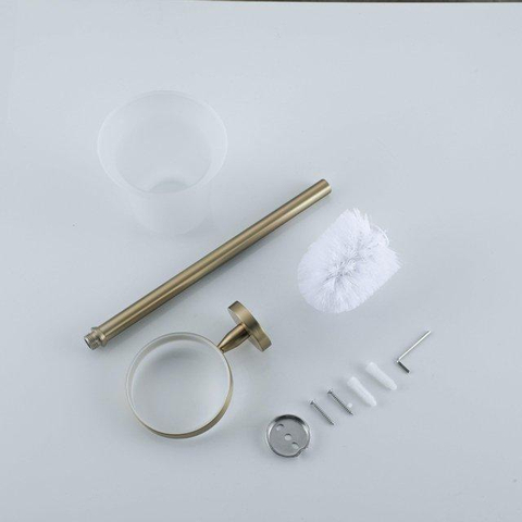 Fortifura Calvi Toiletset- toiletrolhouder- toiletborstel - handoekhaak - PVD - geborsteld messing (goud) SW1390004