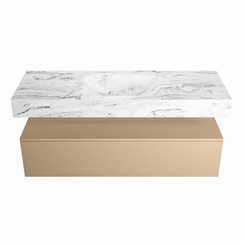 MONDIAZ ALAN - DLUX Badkamermeubelset - 130cm - onderkast - Oro - 1 lade - vrijhangende wastafel - wasbak midden - 1 kraangat - Glace SW806016