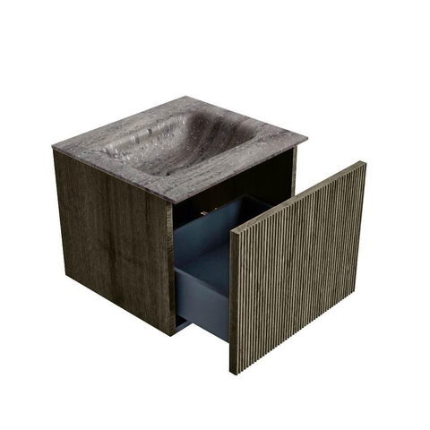 MONDIAZ KURVE-DLUX Meuble de salle de bains 50cm couleur Shadow avec 1 tiroir et 0 porte. Lavabo GRUNNE Central 1 trou de robinet Oza. SW1432497