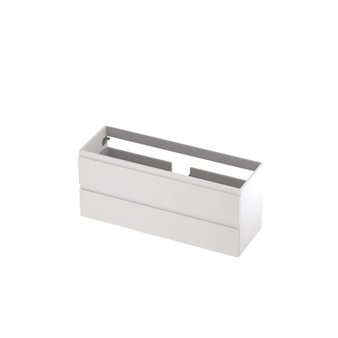 INK Wastafelonderkast - 120x40x52cm - 2 lades - greeploos - MDF lak - Mat wit SB1241030