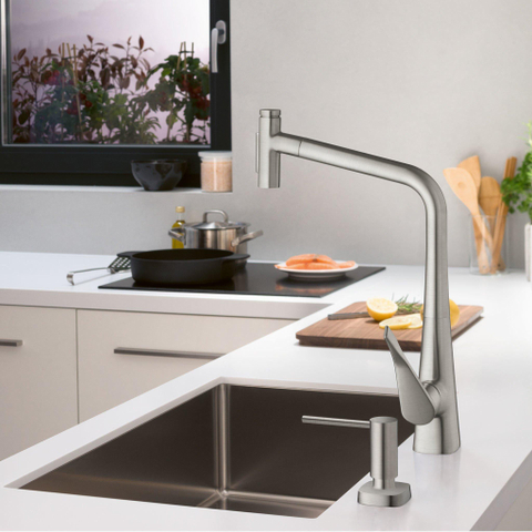 Hansgrohe Metris Select M71 M7117-h320 1-gr keukenkraan uittrekbare vuistdouche RVS-look SW1567427