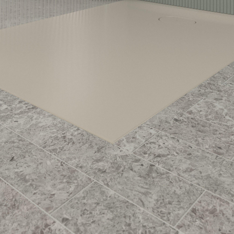 Villeroy & Boch Ecora douchebak - 120x90x3.5cm - afvoer korte zijde - almond (beige) SW1558946