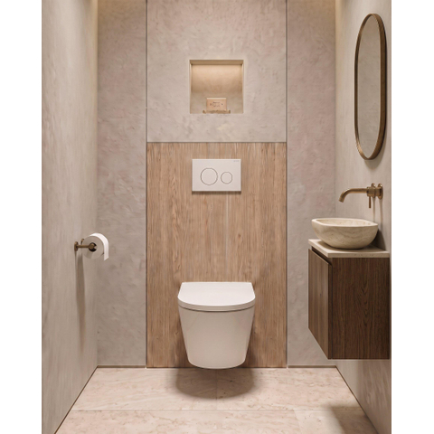QeramiQ Dely Ensemble WC - réservoir encastré Geberit UP720 - plaque de commande blanche - abattant WC à fermeture amortie - 35 mm - blanc mat SW1427998