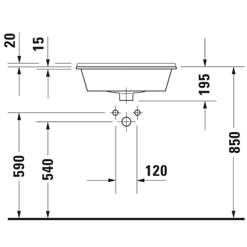 Duravit Starck 3 Philippe Starck - 3 opbouwwastafel - 56x46cm - wit 0313815