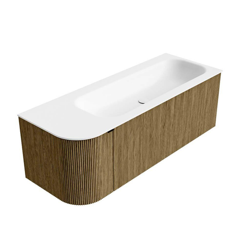Mondiaz KURVE Ensemble de meuble de salle de bains - 125x46x40cm - 1 tiroir - 1 porte - lavabo solid surface - droite - sans trou de robinet - Dusk SW1414781