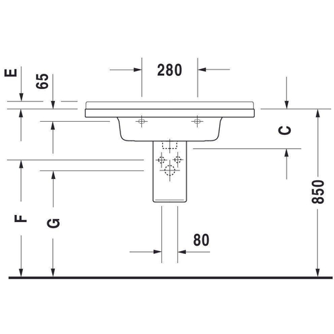 Duravit Starck 3 Wastafel - 105x48.5cm - 1 kraangat overloop - wit 0314048