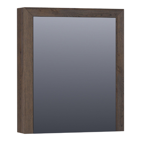 BRAUER Rise armoire de toilette - 60x70x15cm - sans éclairage - avec 1 porte miroir double face à ouverture à gauche lattes chêne noir SW223477