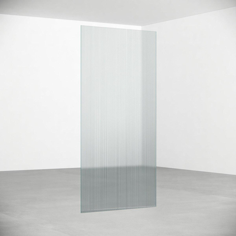Fortifura Galeria zijwand - 30x200cm - ribbel - glas - 8mm - met hoekprofiel - PVD - geborsteld messing (goud) SW925334